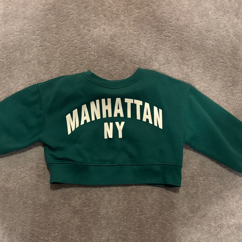 Zara Girls Forrest Green Manhattan NY Sweatshirt Size 6-7